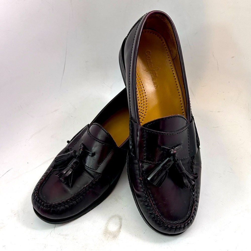COLE HAAN Pinch Tassel Loafer Cordovan Oxblood Slip On Shoe Womens 9.5 Mens 8 - Picture 3 of 12
